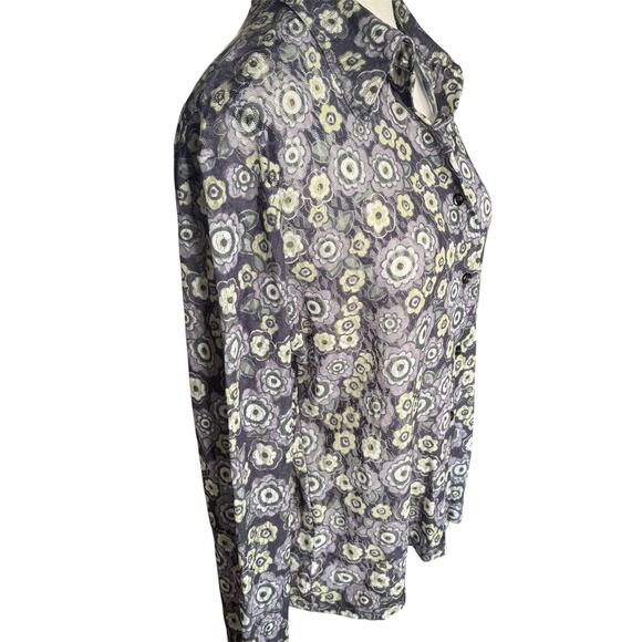 Vintage Y2K Xhilaration Sheer Mesh Blouse Floral Button Down Retro 90s Top - Picture 4 of 7